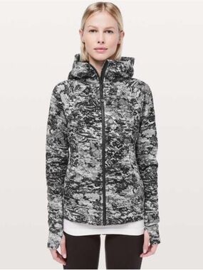 Lululemon Scuba Hoodie Full Zip Size 6 Rare Black White Lace Snake Print